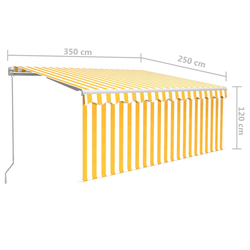 vidaXL Manual Retractable Awning with Blind&LED 3.5x2.5m Yellow&White