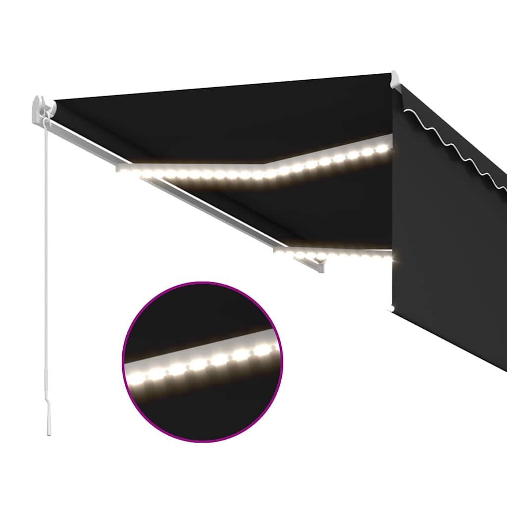 3069284 vidaXL Manual Retractable Awning with Blind&LED 3,5x2,5m Anthracite (313200+46848+313288)