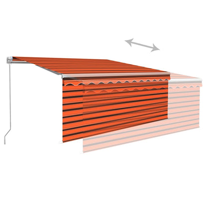 vidaXL Manual Retractable Awning with Blind&LED 3.5x2.5m Orange&Brown