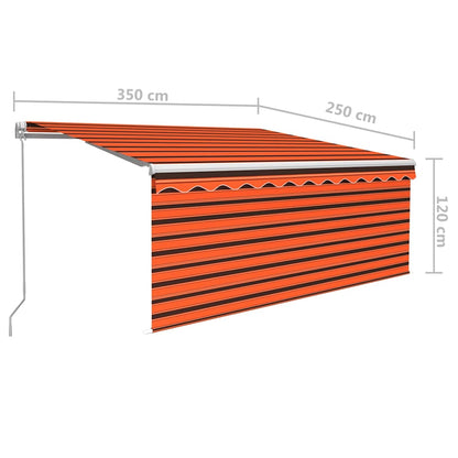 vidaXL Manual Retractable Awning with Blind&LED 3.5x2.5m Orange&Brown