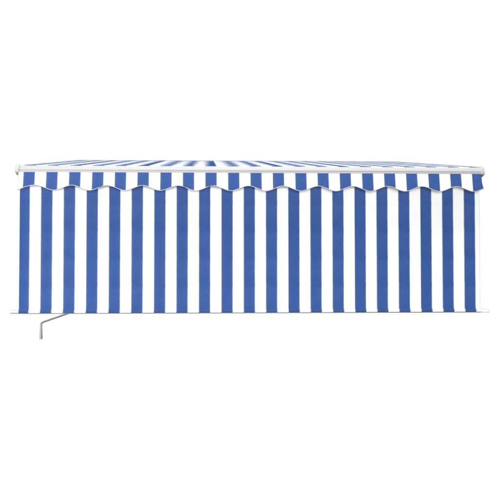 vidaXL Manual Retractable Awning with Blind 4x3m Blue&White