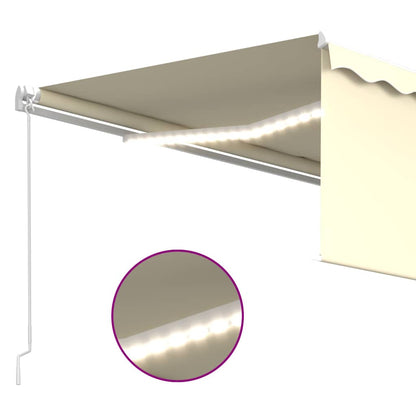 vidaXL Manual Retractable Awning with Blind&LED 4x3m Cream