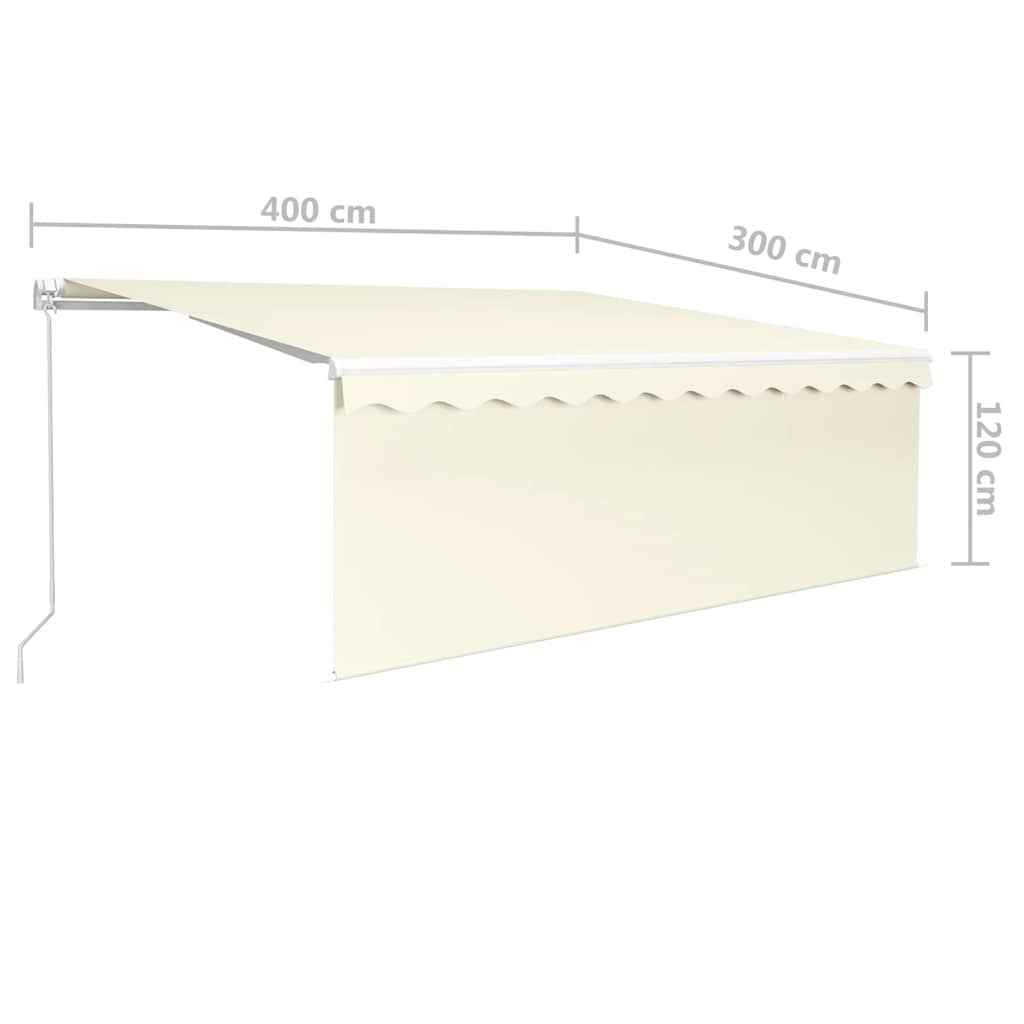 vidaXL Manual Retractable Awning with Blind&LED 4x3m Cream