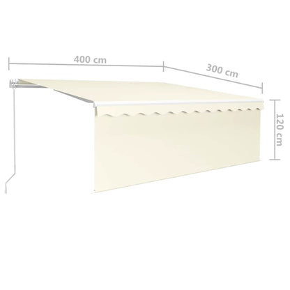 vidaXL Manual Retractable Awning with Blind&LED 4x3m Cream