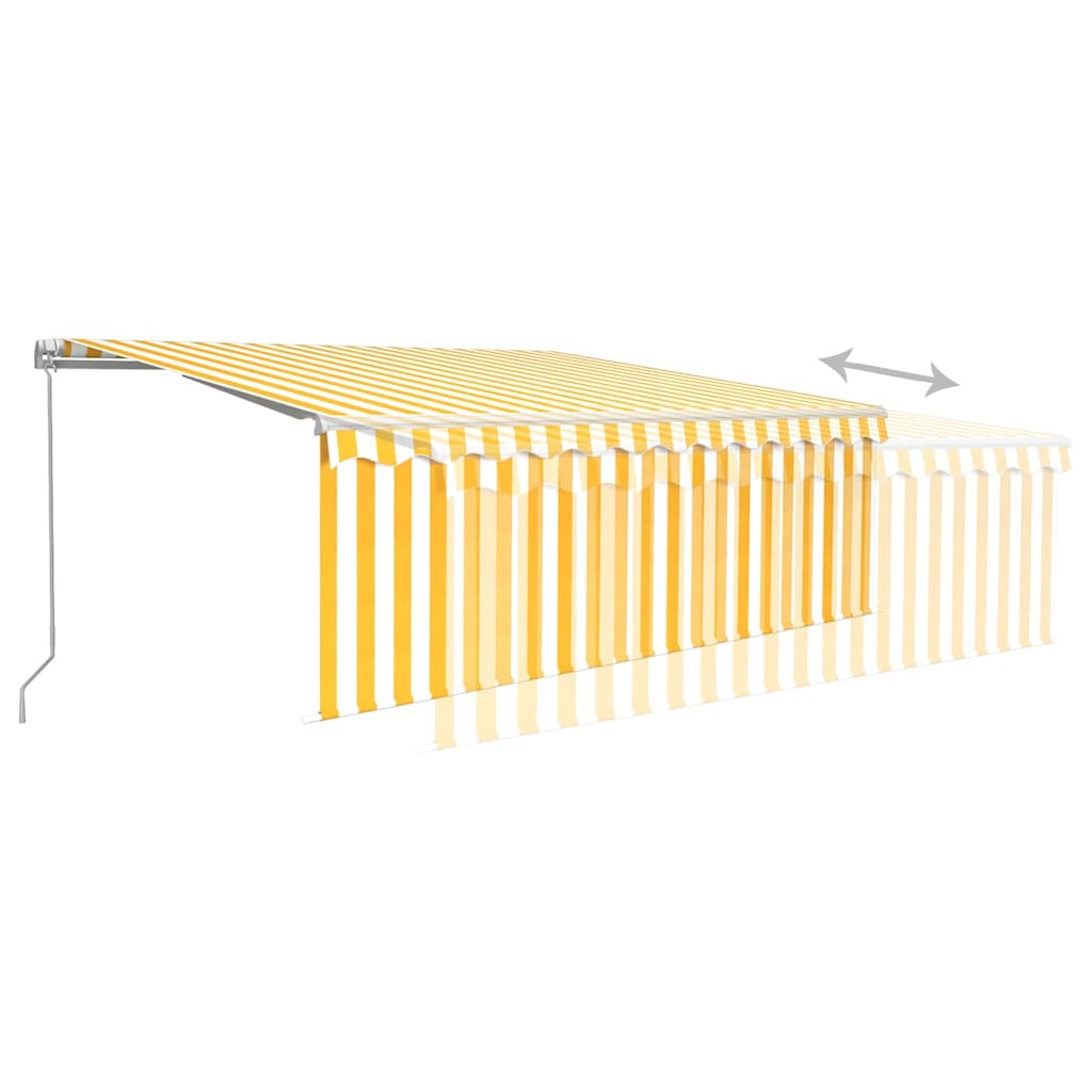 vidaXL Manual Retractable Awning with Blind&LED 4x3m Yellow&White