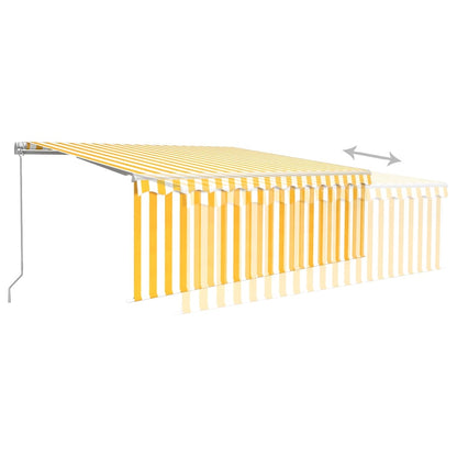 vidaXL Manual Retractable Awning with Blind&LED 4x3m Yellow&White