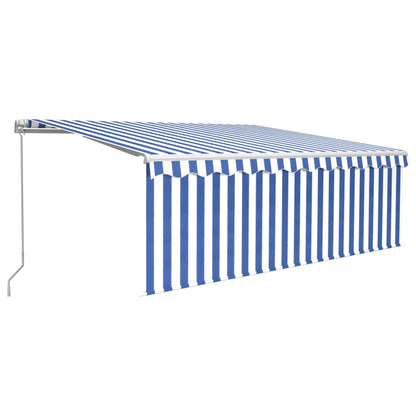 vidaXL Manual Retractable Awning with Blind 4.5x3m Blue&White