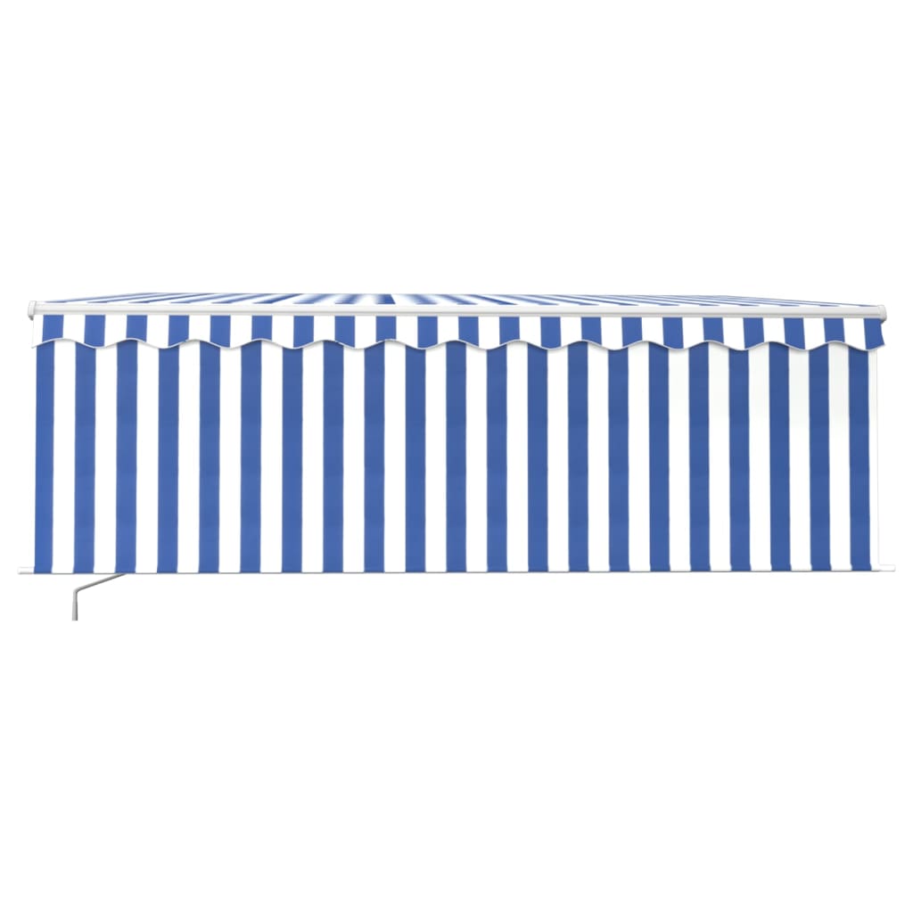 vidaXL Manual Retractable Awning with Blind 4.5x3m Blue&White