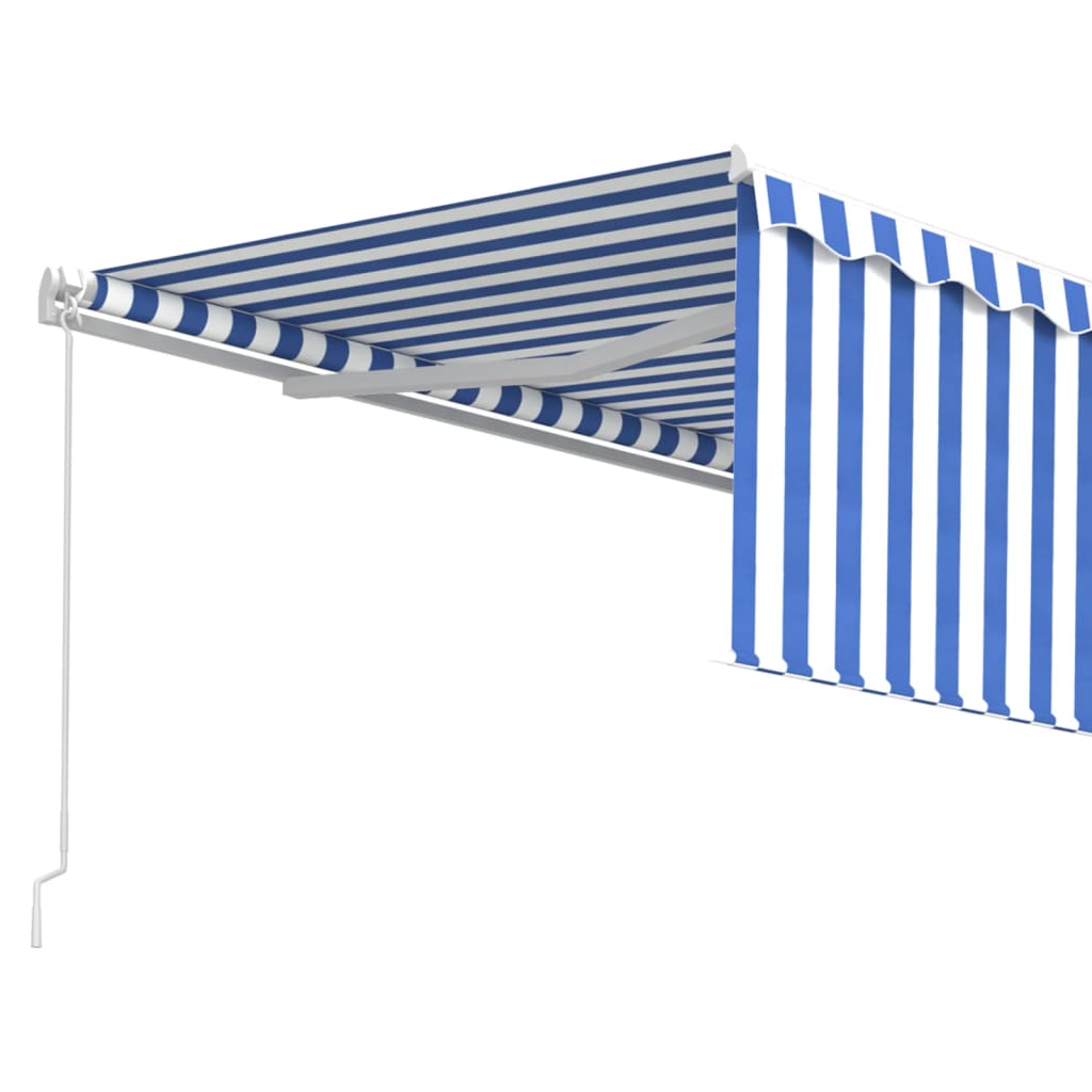 vidaXL Manual Retractable Awning with Blind 4.5x3m Blue&White