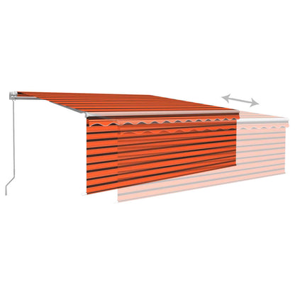 vidaXL Manual Retractable Awning with Blind 4.5x3m Orange&Brown