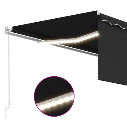 vidaXL Manual Retractable Awning with Blind&LED 4.5x3m Anthracite
