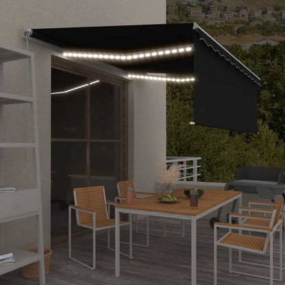 vidaXL Manual Retractable Awning with Blind&LED 4.5x3m Anthracite