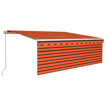 vidaXL Manual Retractable Awning with Blind&LED 4.5x3m Orange&Brown