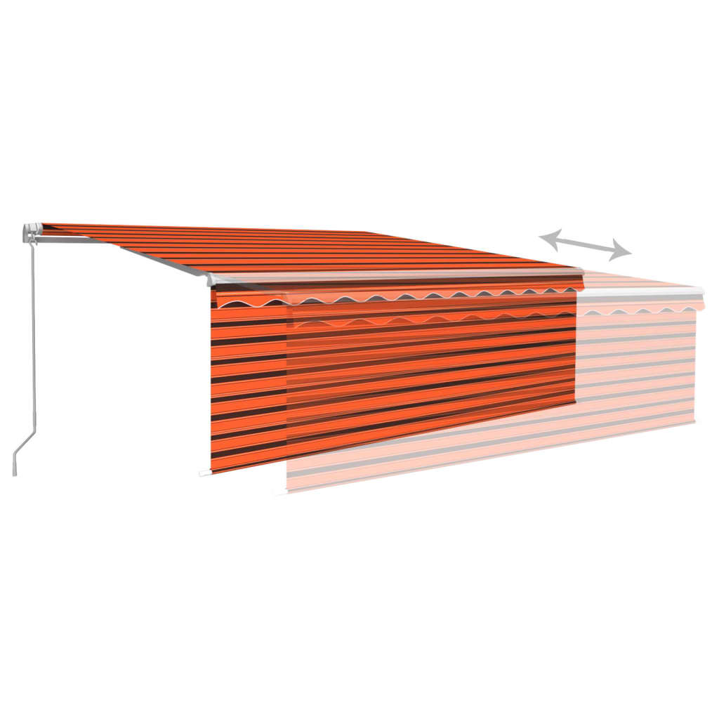 vidaXL Manual Retractable Awning with Blind&LED 4.5x3m Orange&Brown