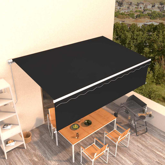 3069339 vidaXL Manual Retractable Awning with Blind 5x3m Anthracite (313193+46850+313291)