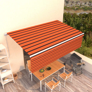 vidaXL Manual Retractable Awning with Blind 5x3m Orange&Brown