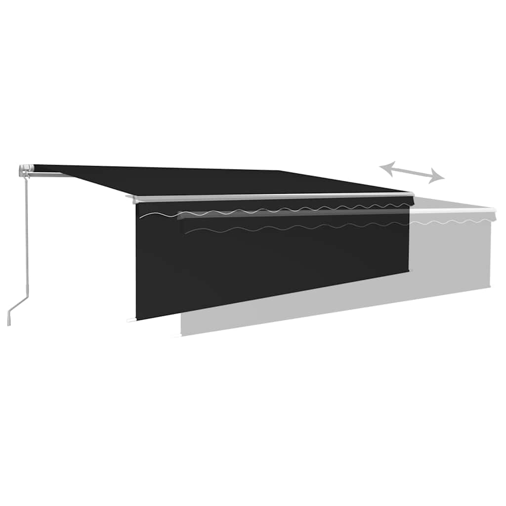 vidaXL Manual Retractable Awning with Blind&LED 5x3m Anthracite