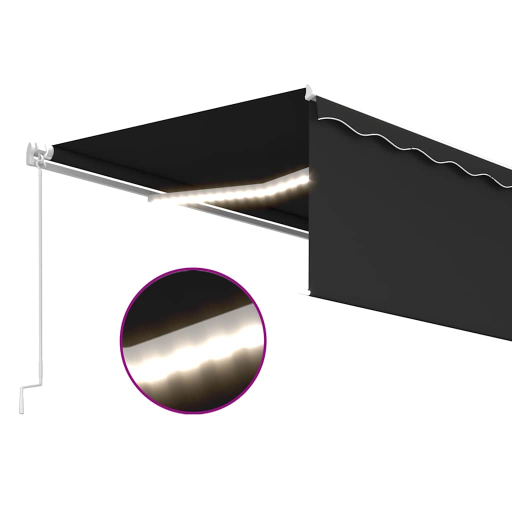 vidaXL Manual Retractable Awning with Blind&LED 5x3m Anthracite