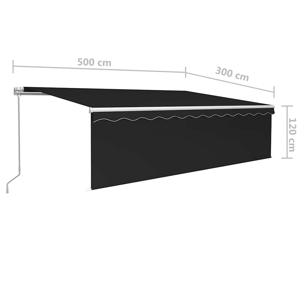 vidaXL Manual Retractable Awning with Blind&LED 5x3m Anthracite
