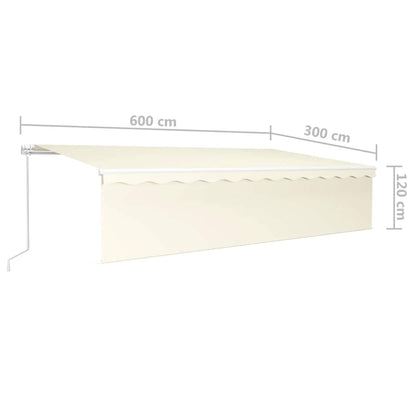 vidaXL Manual Retractable Awning with Blind 6x3m Cream