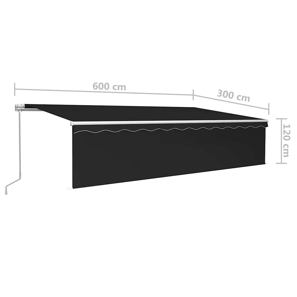 vidaXL Manual Retractable Awning with Blind 6x3m Anthracite