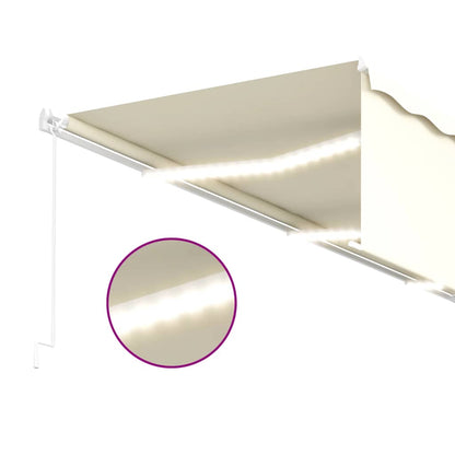 vidaXL Manual Retractable Awning with Blind&LED 6x3m Cream