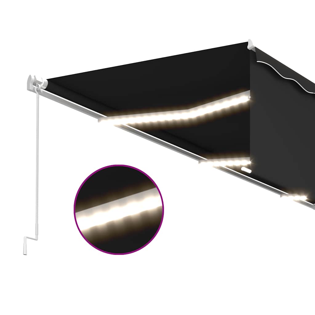 vidaXL Manual Retractable Awning with Blind&LED 6x3m Anthracite