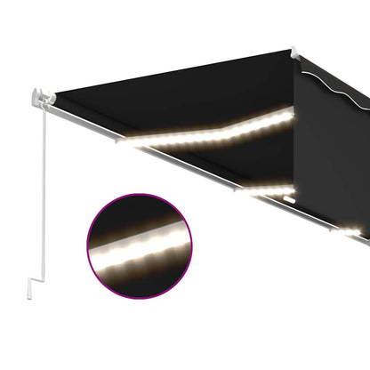 vidaXL Manual Retractable Awning with Blind&LED 6x3m Anthracite