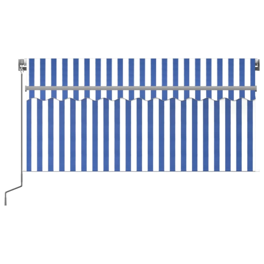 vidaXL Manual Retractable Awning with Blind 3x2.5m Blue&White