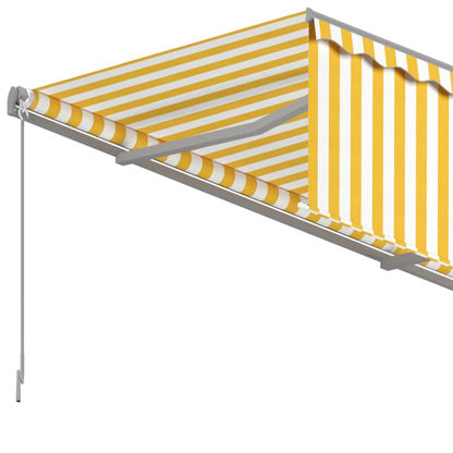 vidaXL Manual Retractable Awning with Blind 3x2.5m Yellow&White