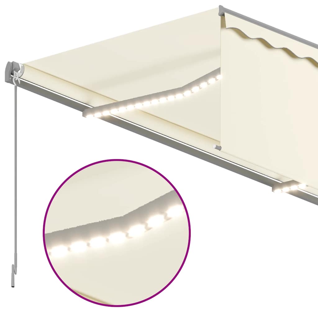 vidaXL Manual Retractable Awning with Blind&LED 3x2.5m Cream