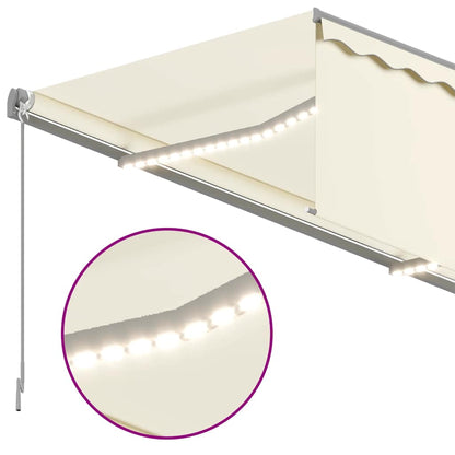 vidaXL Manual Retractable Awning with Blind&LED 3x2.5m Cream