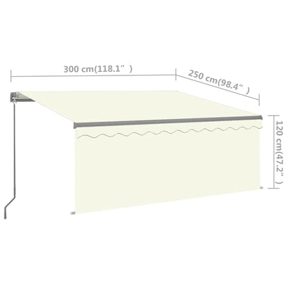 vidaXL Manual Retractable Awning with Blind&LED 3x2.5m Cream