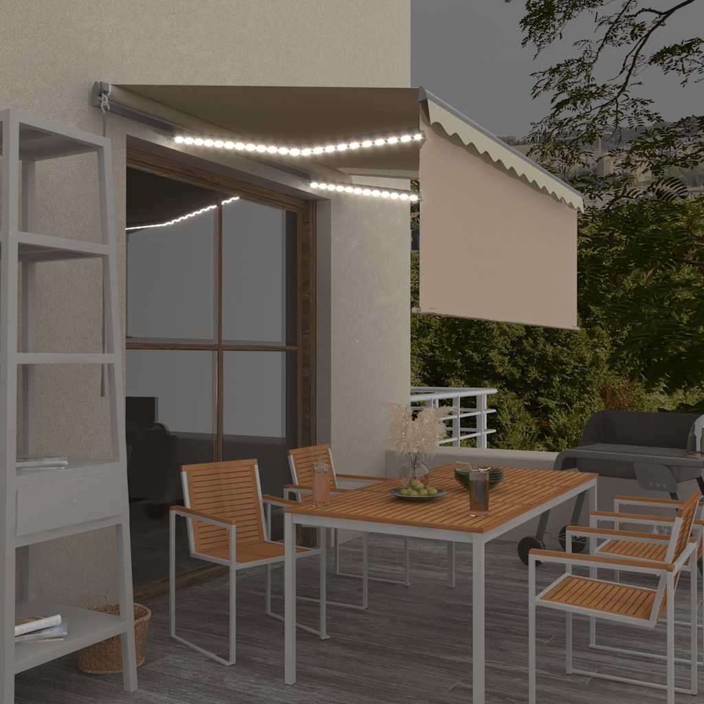 vidaXL Manual Retractable Awning with Blind&LED 3x2.5m Cream
