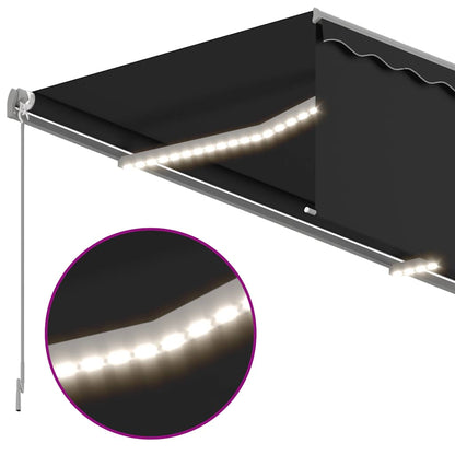 vidaXL Manual Retractable Awning with Blind&LED 3x2.5m Anthracite