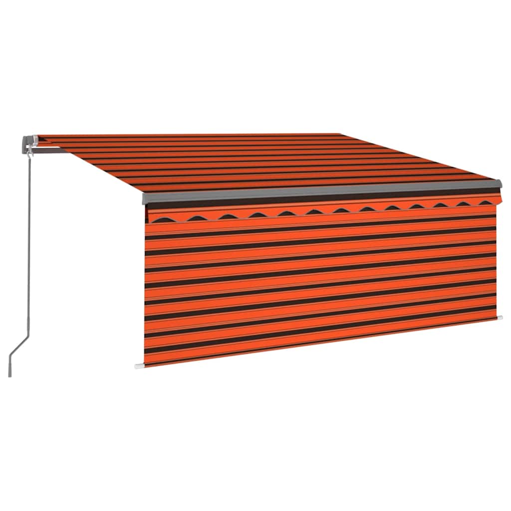 vidaXL Manual Retractable Awning with Blind&LED 3x2.5m Orange&Brown