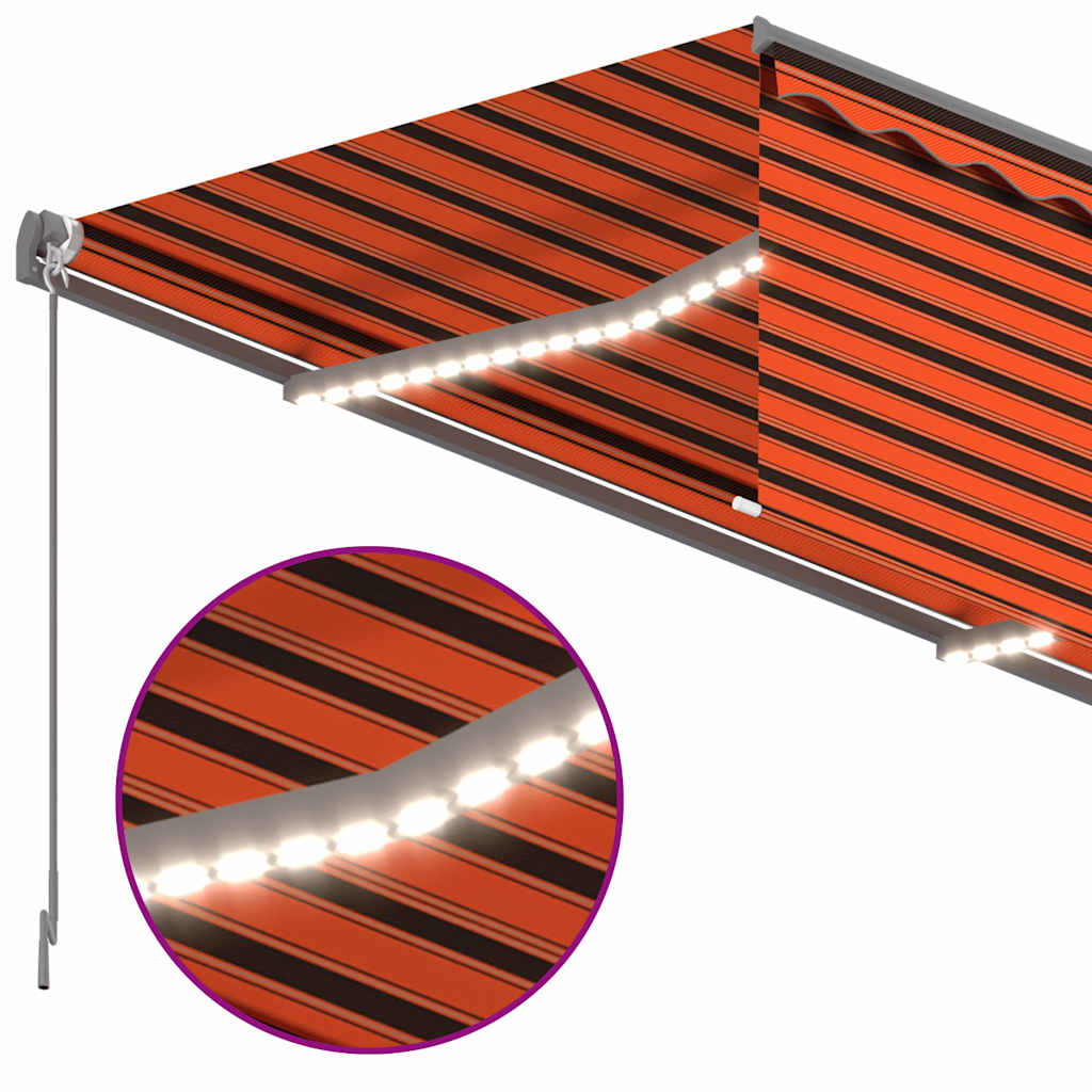 vidaXL Manual Retractable Awning with Blind&LED 3x2.5m Orange&Brown