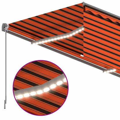 vidaXL Manual Retractable Awning with Blind&LED 3x2.5m Orange&Brown