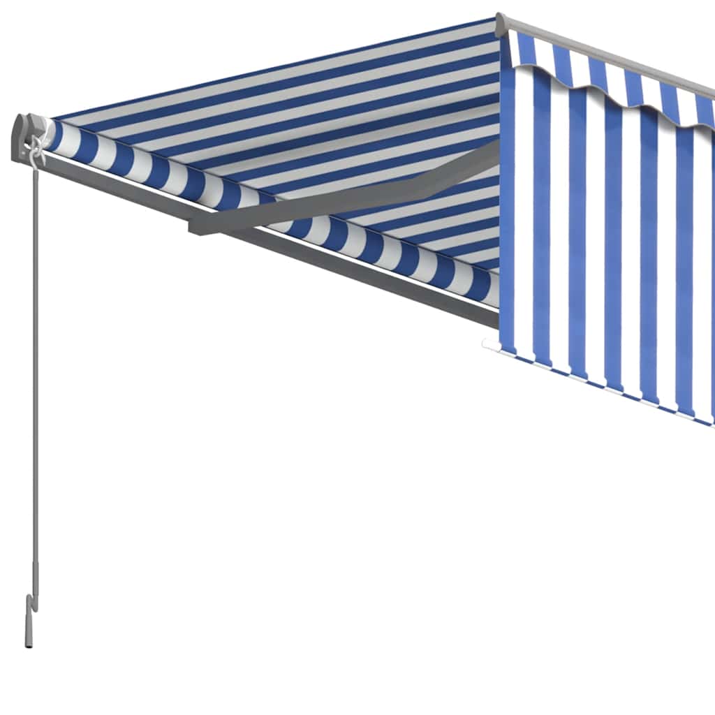 3069396 vidaXL Manual Retractable Awning with Blind 3,5x2,5m Blue&White (313230+46845+313270)
