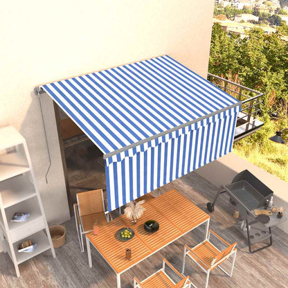 3069396 vidaXL Manual Retractable Awning with Blind 3,5x2,5m Blue&White (313230+46845+313270)