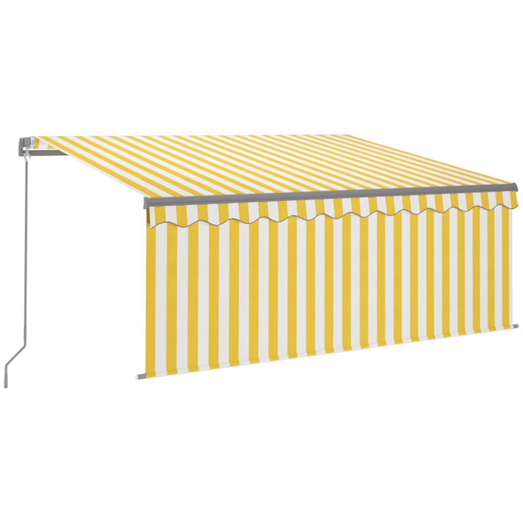 vidaXL Manual Retractable Awning with Blind 3.5x2.5m Yellow&White