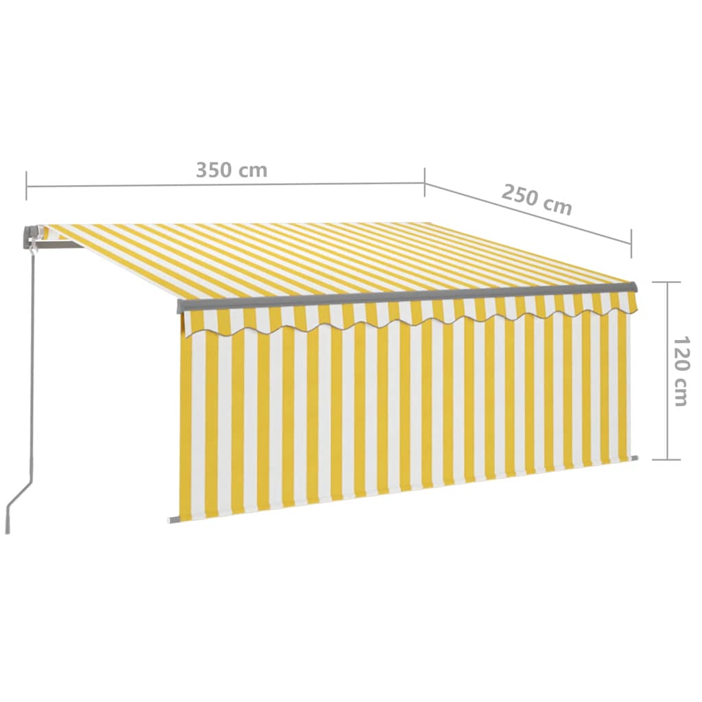 vidaXL Manual Retractable Awning with Blind 3.5x2.5m Yellow&White