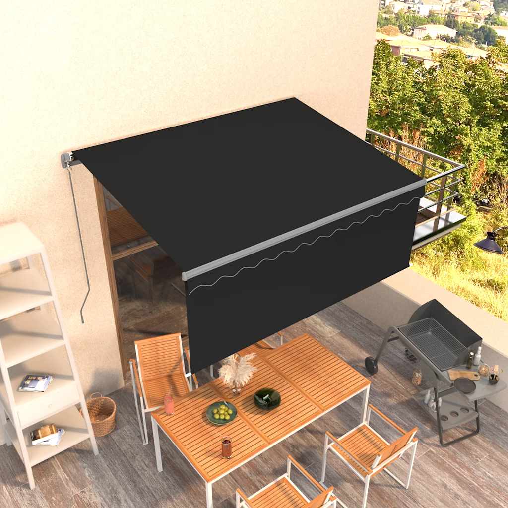 vidaXL Retractable Awning | Anthracite | Powder-coated aluminium | 3.5 x 2.5 m