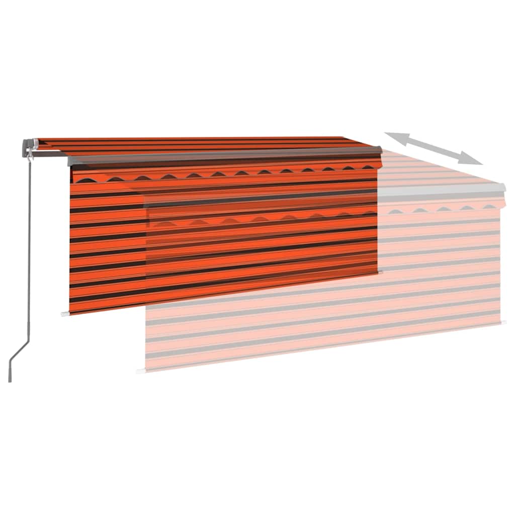 3069400 vidaXL Manual Retractable Awning with Blind 3,5x2,5m Orange&Brown (313230+46860+313294)