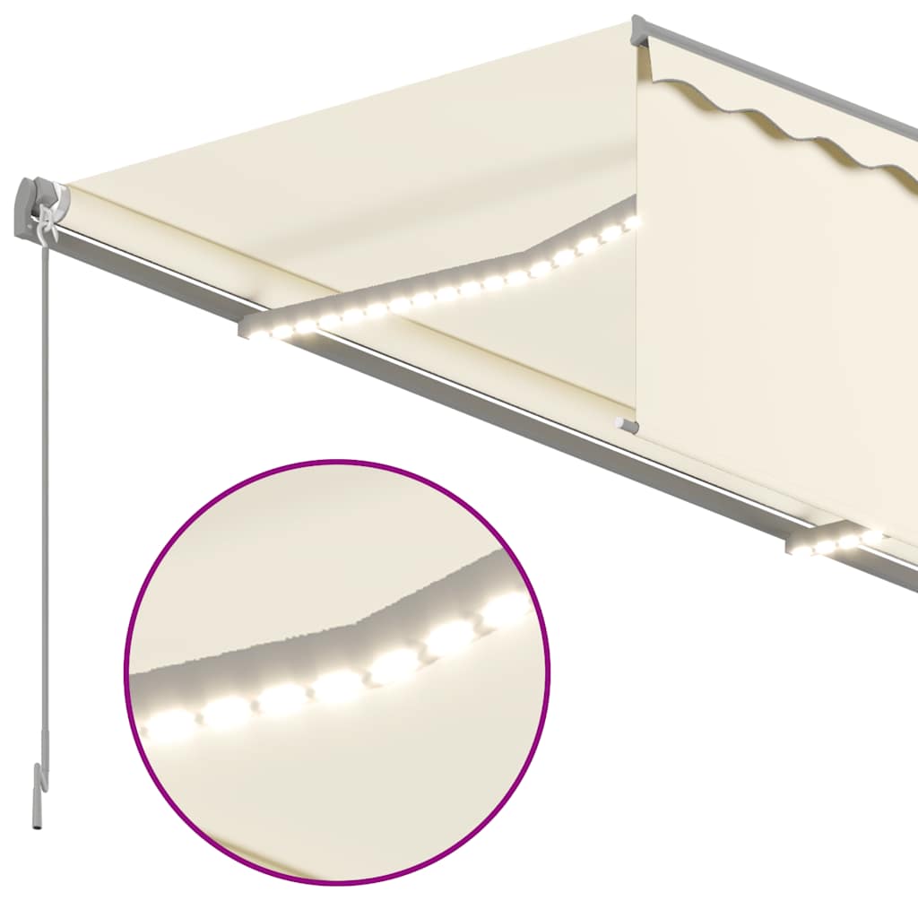 vidaXL Manual Retractable Awning with Blind&LED 3.5x2.5m Cream
