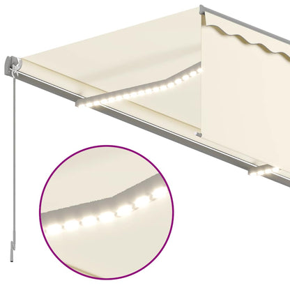 vidaXL Manual Retractable Awning with Blind&LED 3.5x2.5m Cream
