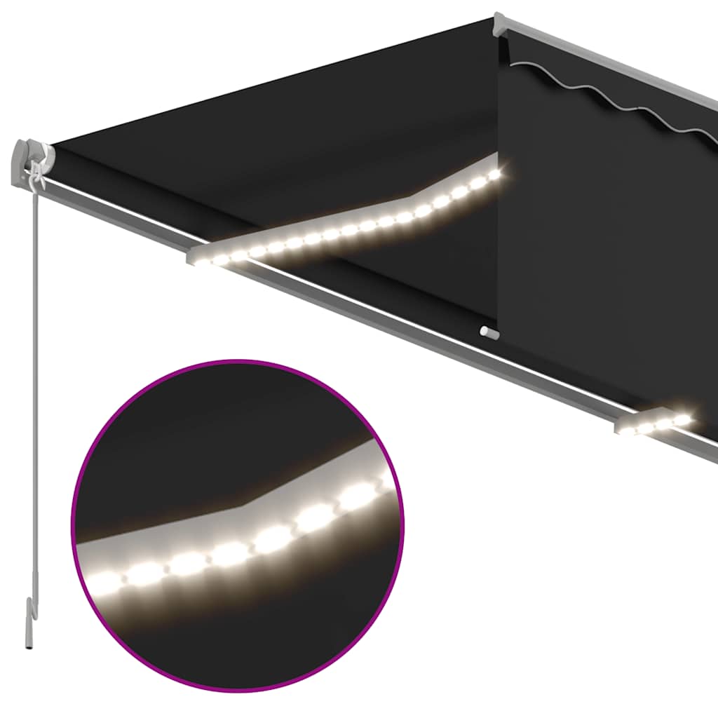 vidaXL Retractable Awning | Anthracite | Powder-coated aluminium, Polyester