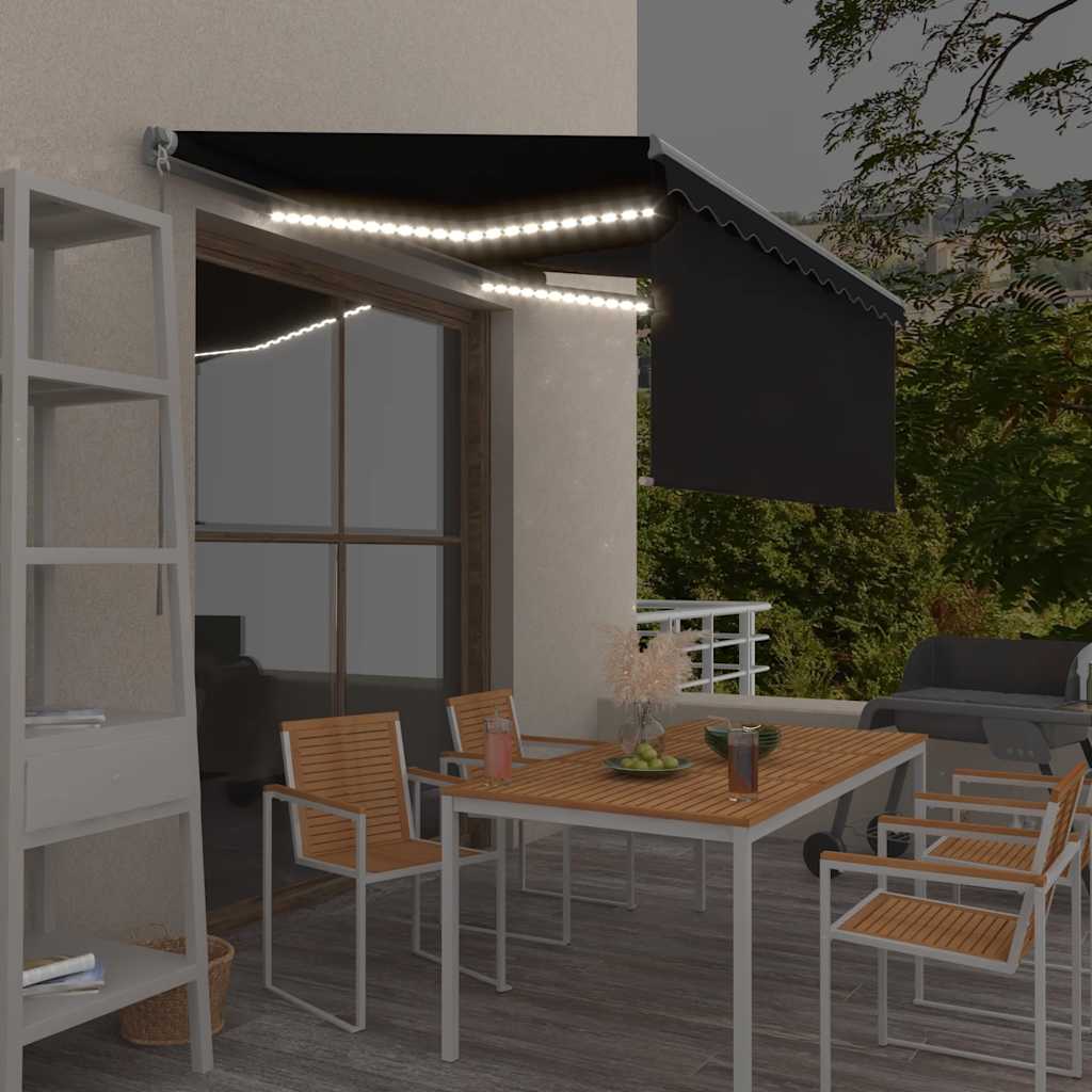 vidaXL Retractable Awning | Anthracite | Powder-coated aluminium, Polyester