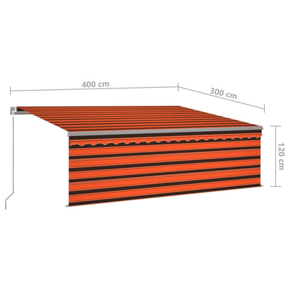 vidaXL Manual Retractable Awning with Blind 4x3m Orange&Brown
