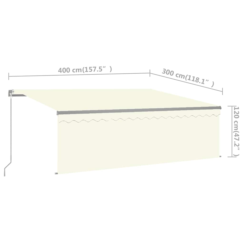 vidaXL Manual Retractable Awning with Blind&LED 4x3m Cream